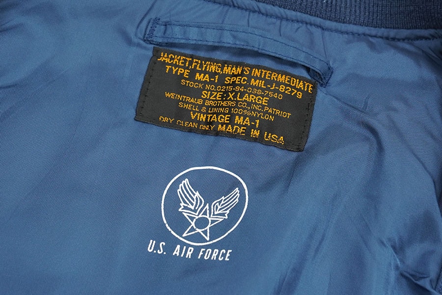 USA製 WEINTRAUB BROTHERS CO., INC. PATRIOT. MA-1 MIL-J-8279