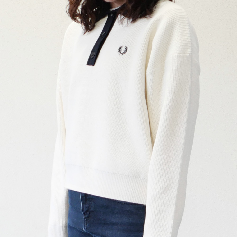 ニットポロ フレッドペリー トップス ポロシャツ 長袖 KNITTED SHIRT