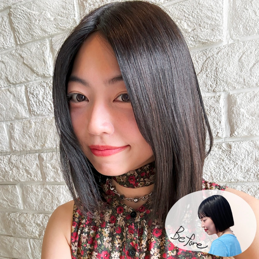 フルウィッグ 人毛 100% プレミアムセミロング 30cm ウィッグ ボブ