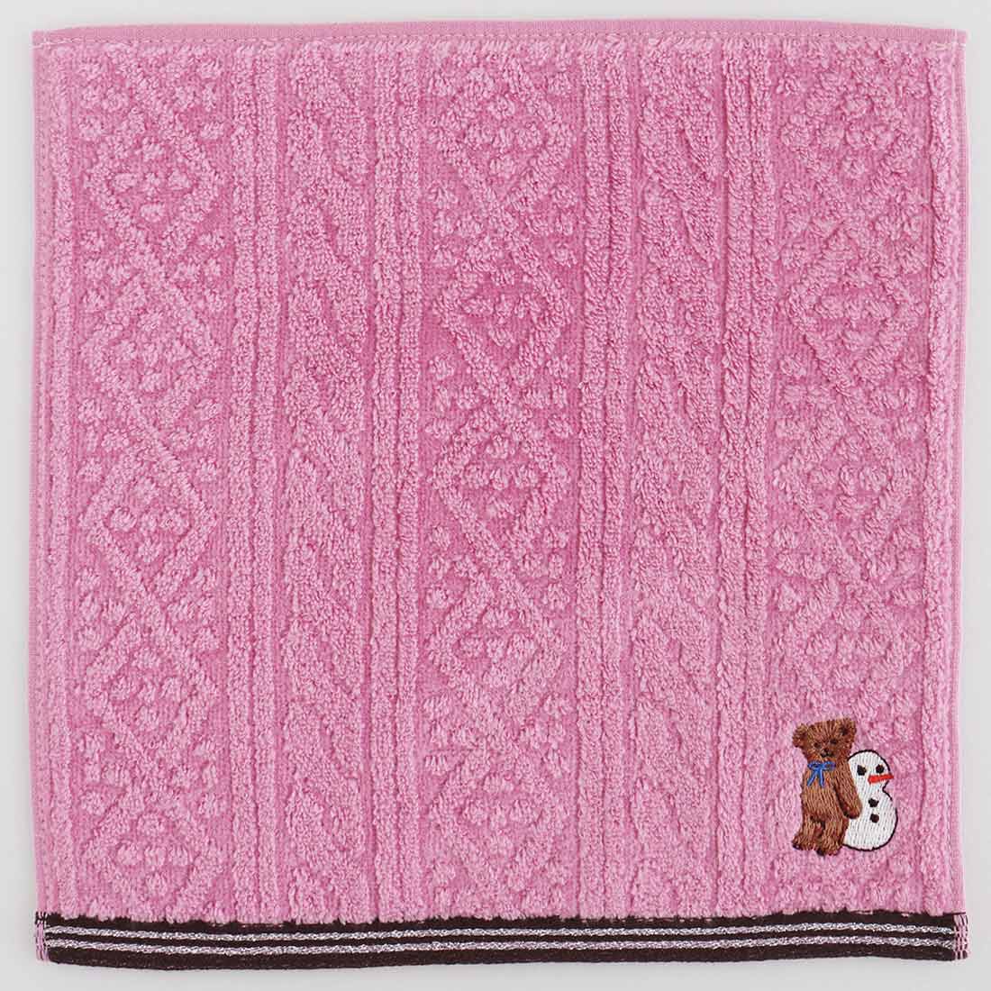 ソフィスティ タオルハンカチ ケーブル柄 ピンク 【sophisty