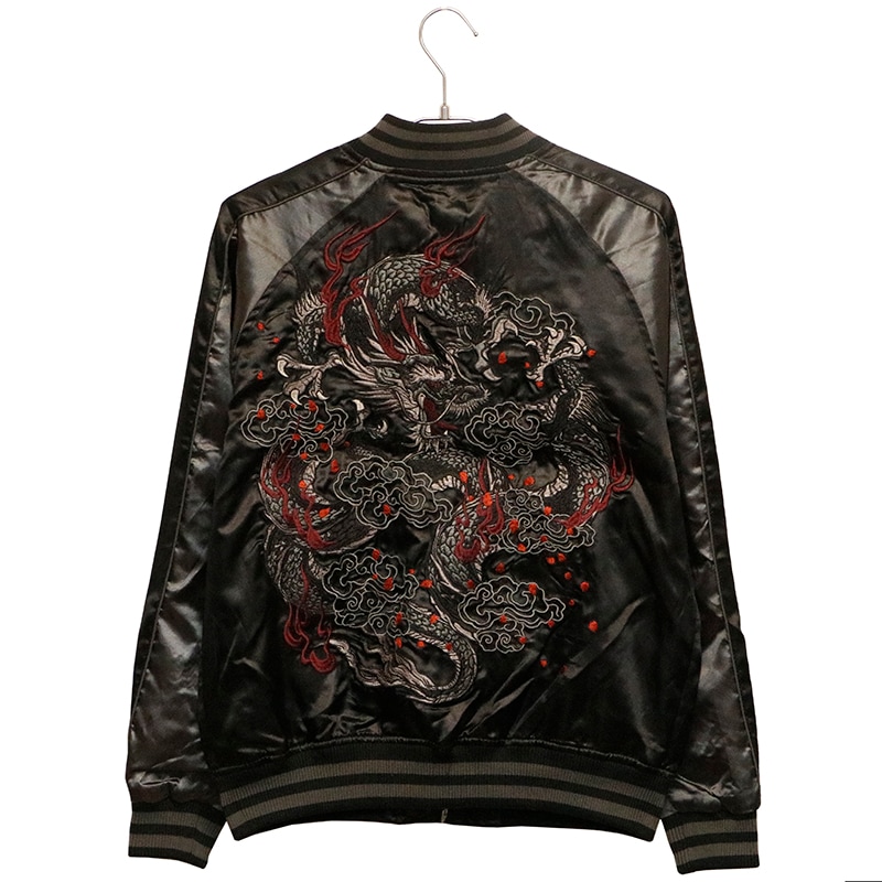 朧 おぼろ 龍 柄 刺繍 和柄 スカジャン （ 9043815 ） XXXL（4L） | 和