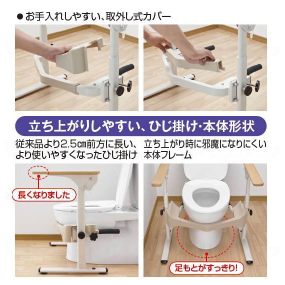 洋式トイレ用フレーム SはねあげR2 木製ひじ掛け 【LINE・メルマガ限定