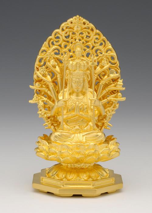 仏像】千手観音 - 純金製 総高10cm | 日本の手技,純金製御仏像