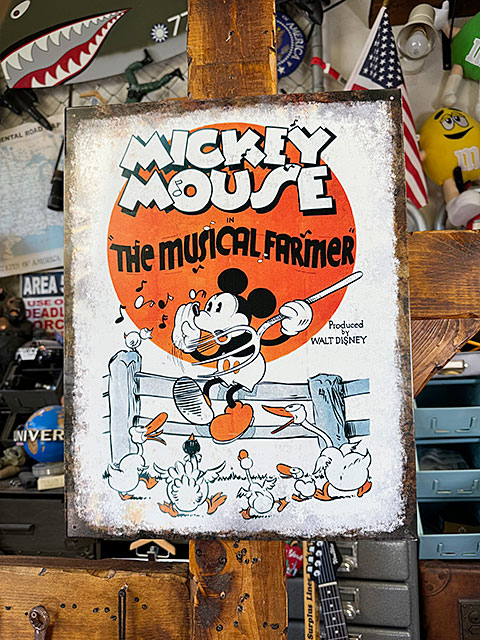 ディズニー クラシックミッキー ブリキ看板 （THE MUSICAL FARMER）の