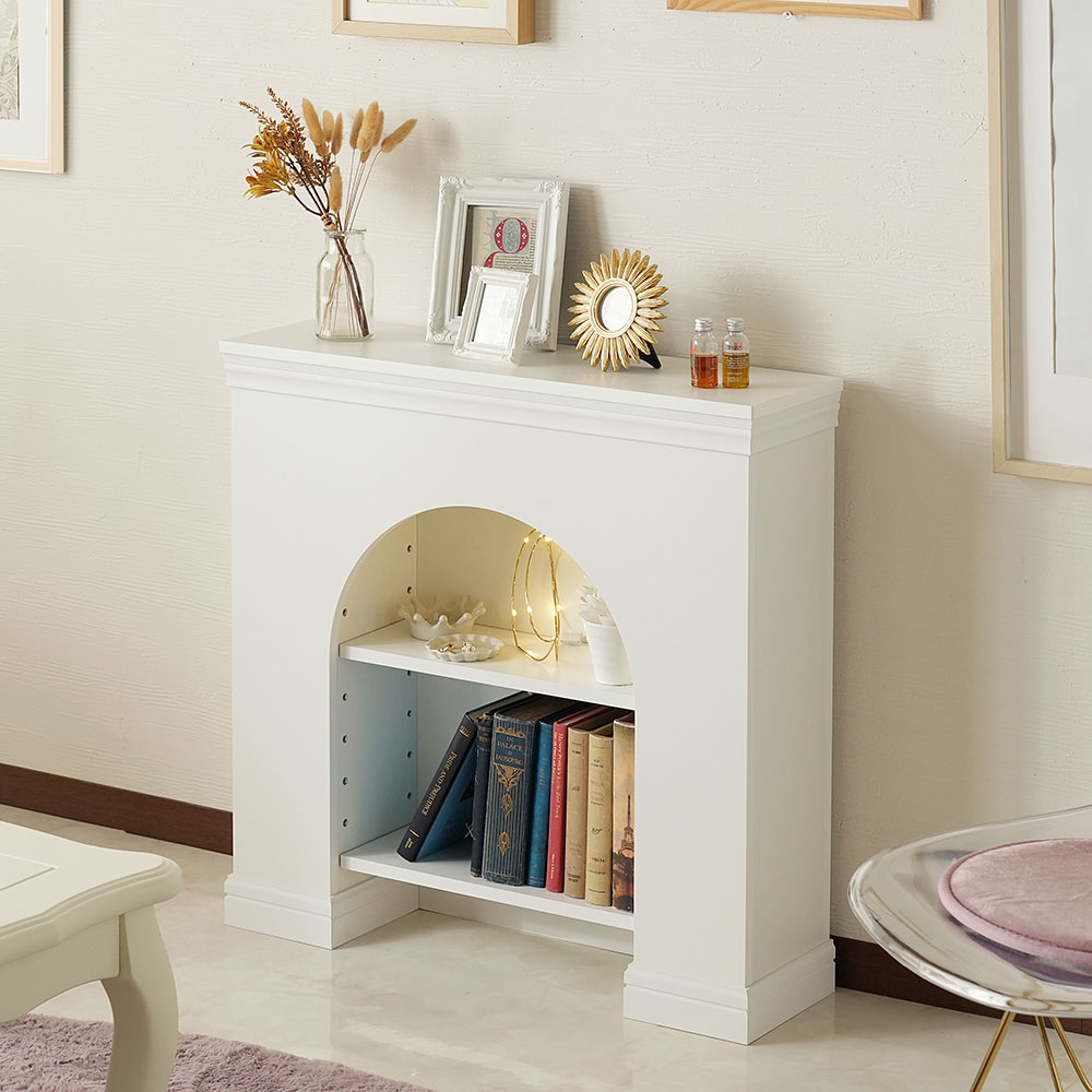 マントルピース ホワイト 可動棚付き 71×20×70cm｜ベッド・マットレス