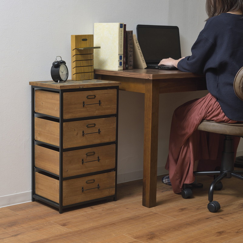 4段】天然木製チェスト 2種類 ヘリンボーン柄｜ベッド・マットレス