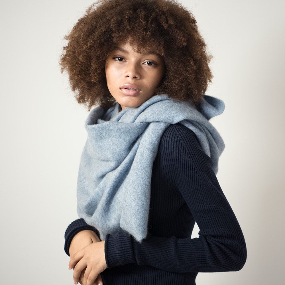 エキストラ ソフト&ロング カシミア ストール - ブルーグレー