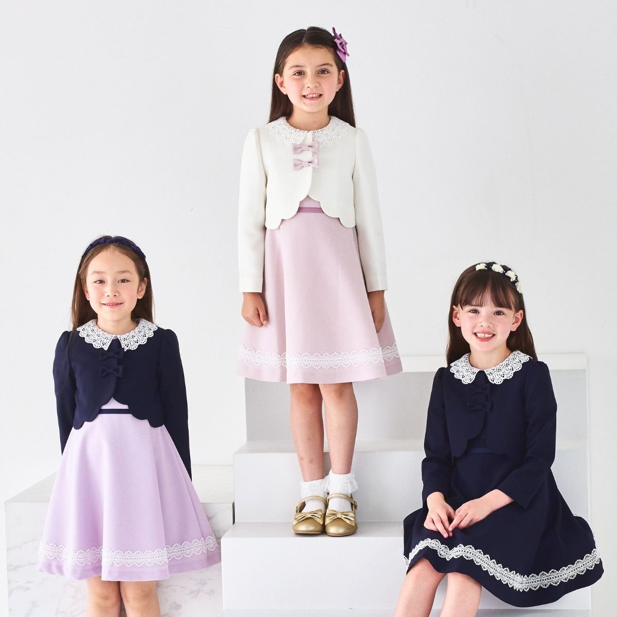 新色追加】レース襟アンサンブル 120 130cm （1301-7350） CHOPIN deux