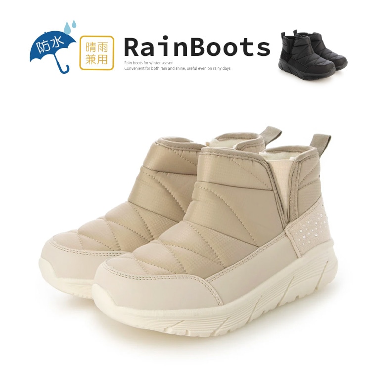 ブーツ レインブーツ 防水 厚底 中綿 フラット ショートブーツ ヒール