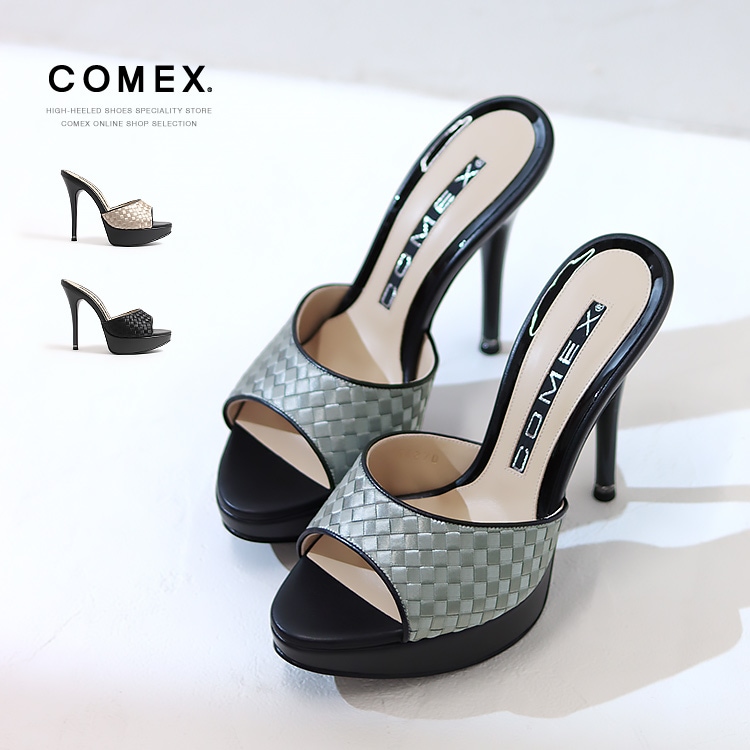 COMEX ミュール ハイヒール サンダル オープントゥ コメックス 厚底