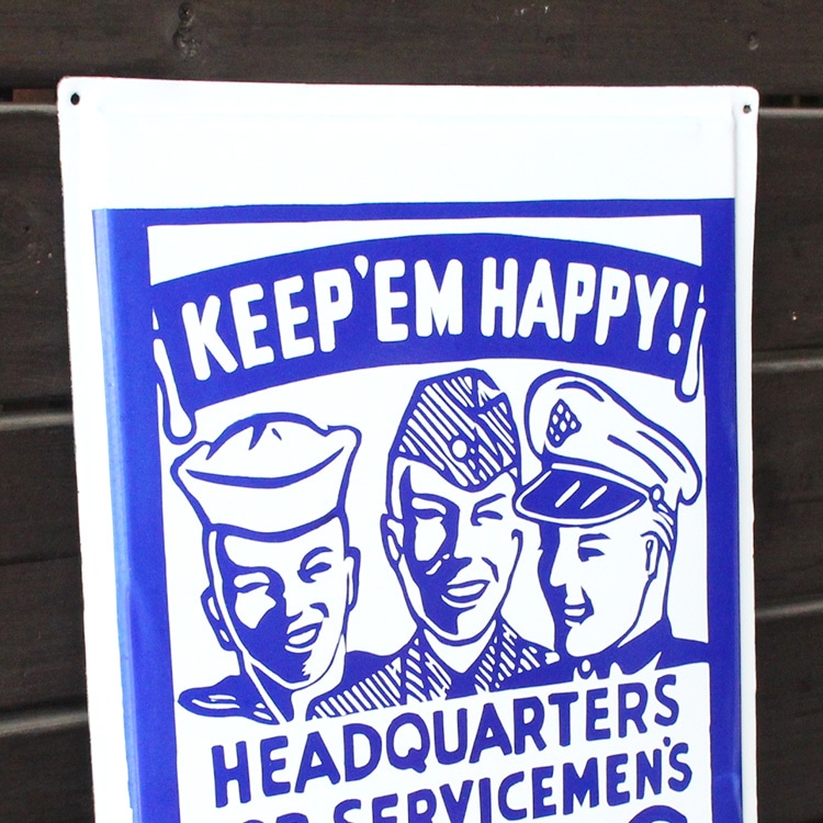 ヴィンテージホーロー看板 KEEP EM HAPPY! GIFTS 縦65×横45cm 1点モノ