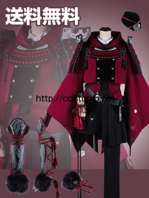 送料無料】 とうらぶ風 黒×赤 袖レース使用 帽子・装備品セット 京極