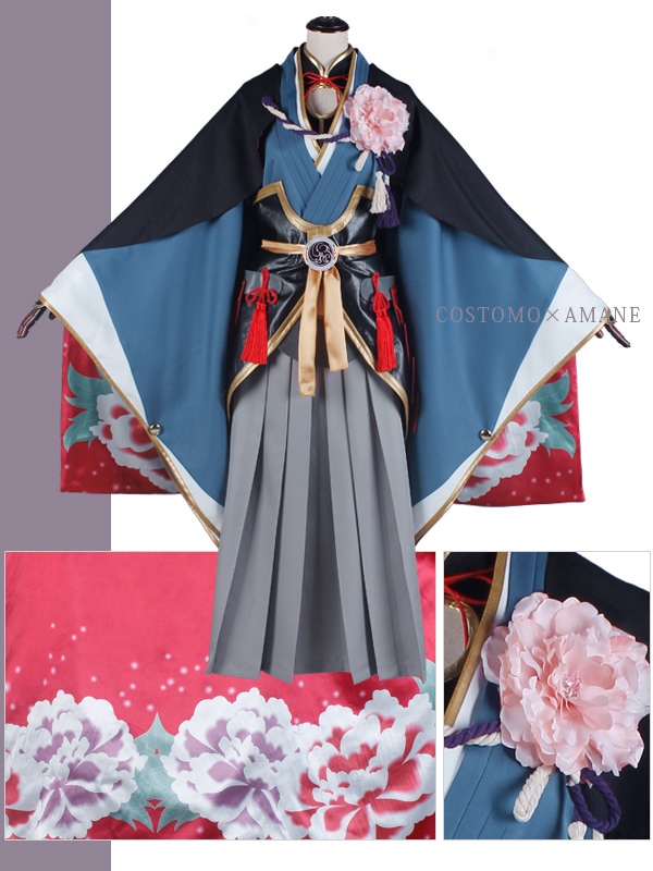 送料無料】とうらぶ風 青×黒×金 裏地濃いピンクのマント付