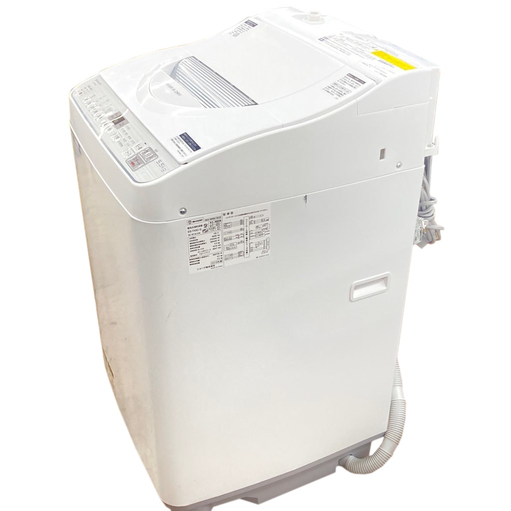 中古 洗濯5.5kg 乾燥3.5kg 縦型洗濯乾燥機 シャープ ES-TX5C-S 2019年