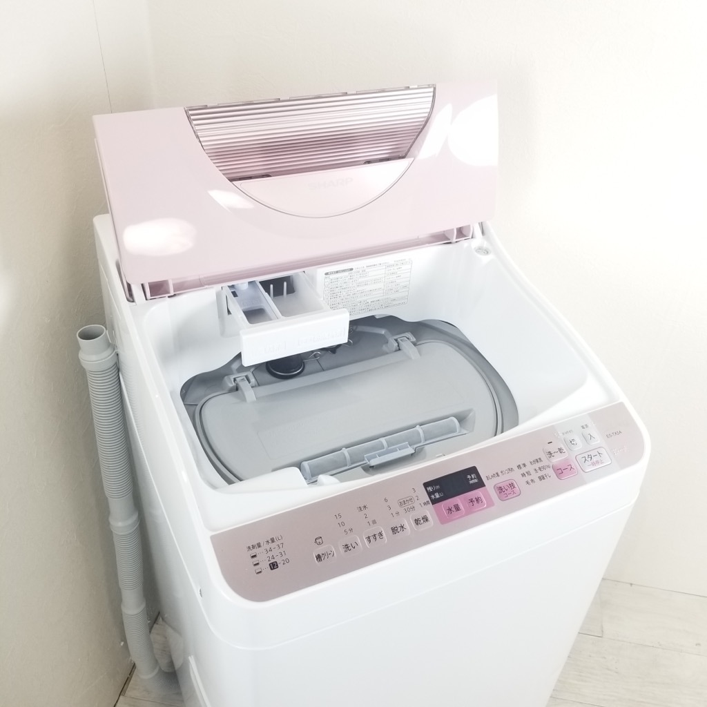 中古 洗濯5.5kg 乾燥3.5kg 全自動洗濯乾燥機 シャープ ES-TX5A-P 2017