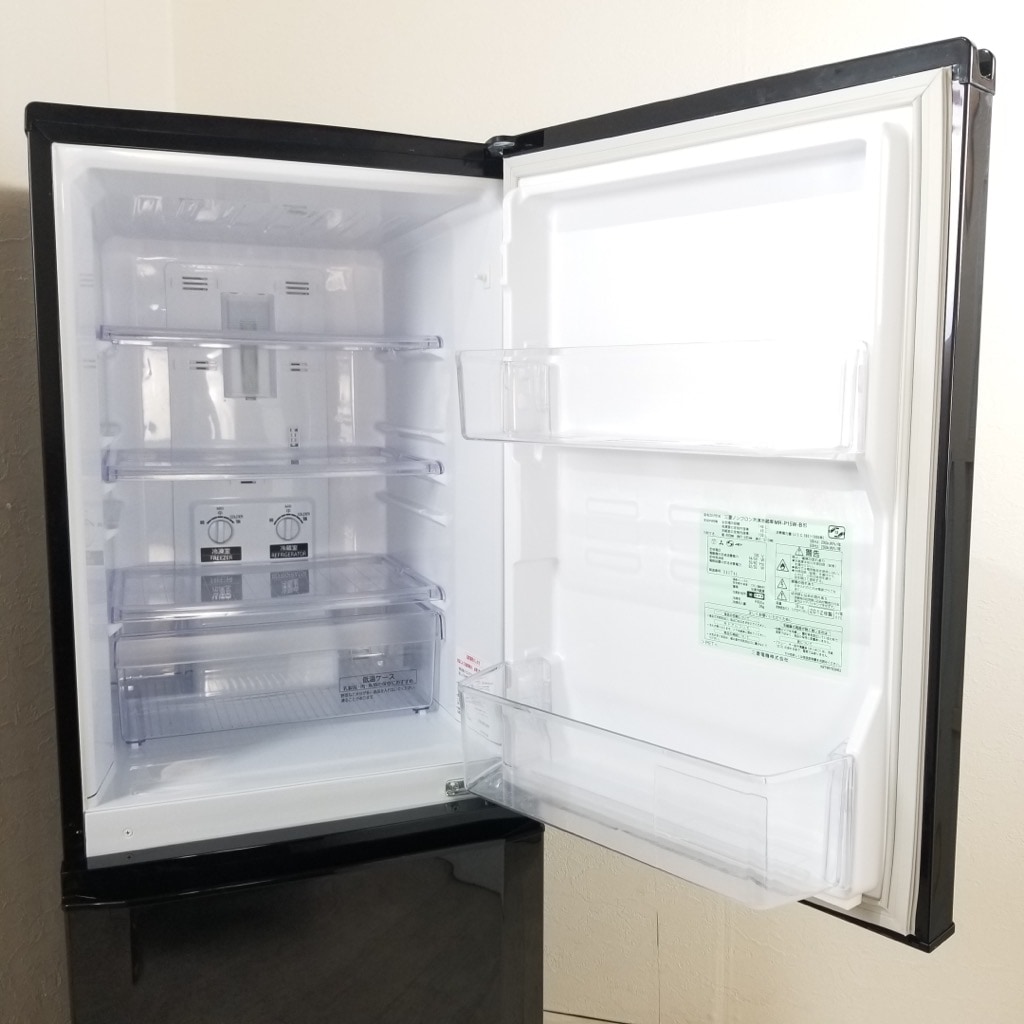 中古 146L 2ドア冷蔵庫 サファイアブラック 三菱電機 MR-P15W-B 自動