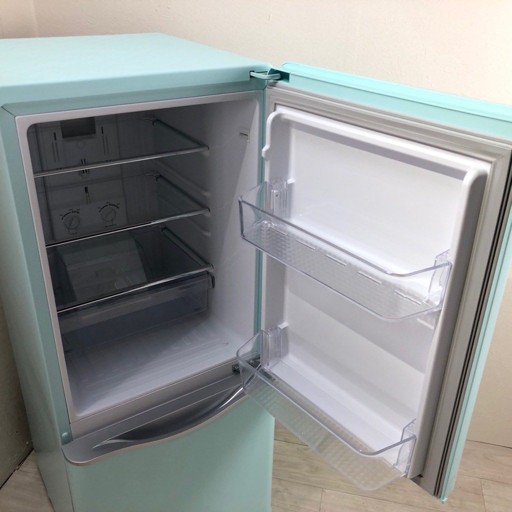 中古 ダイウ 150L 2ドア冷蔵庫 2018年製 レトロスタイル 単身用