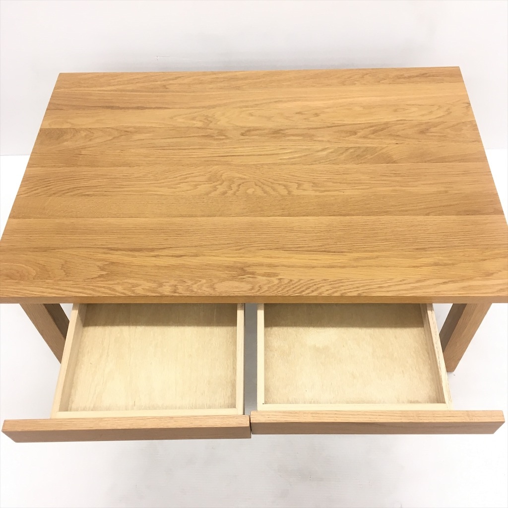 中古 人気 無印良品 無垢材ローテーブル オーク材 引き出し付き 90×60×35