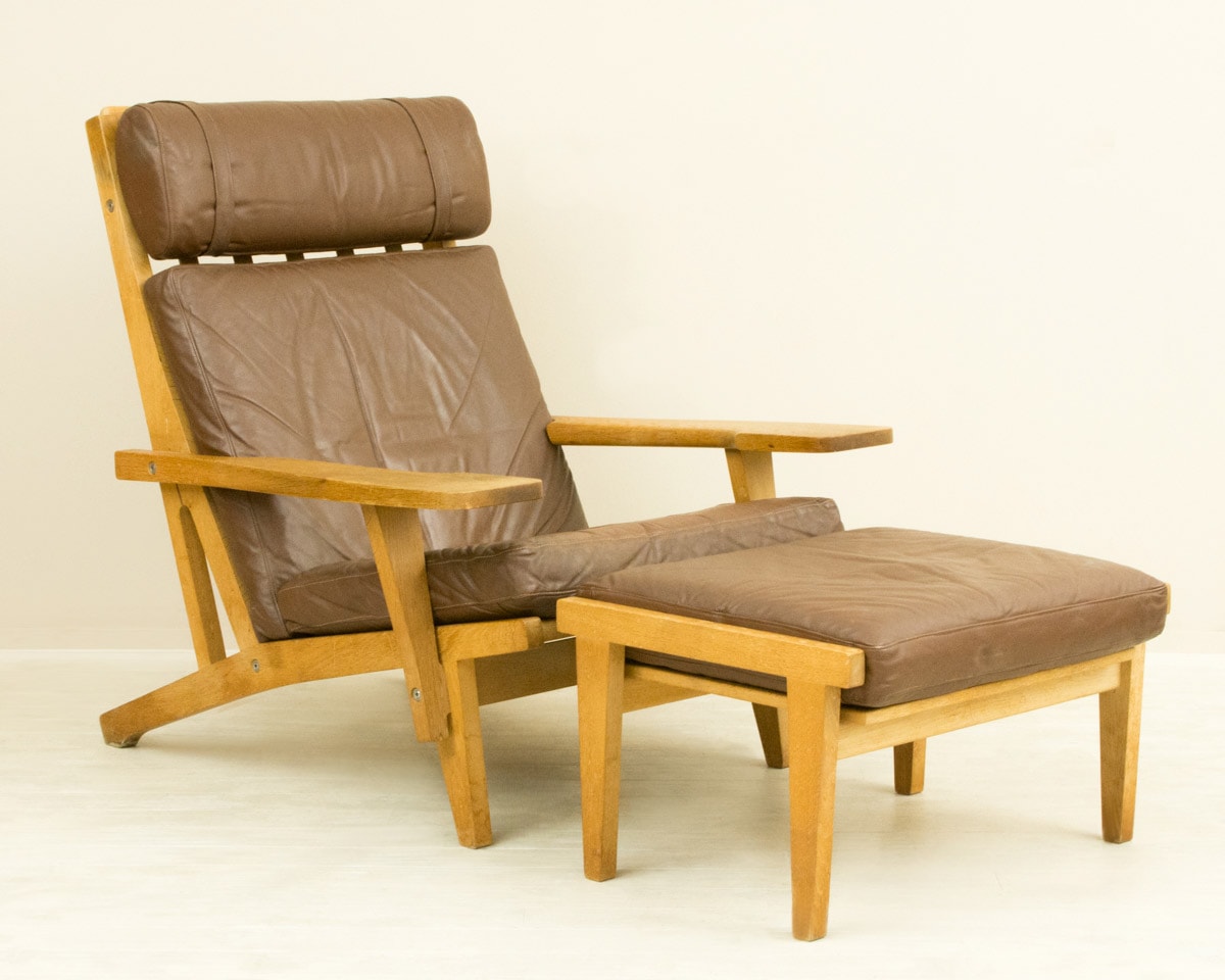ハンス・ウェグナー GE375 1人掛けソファ オットマン オーク 北欧