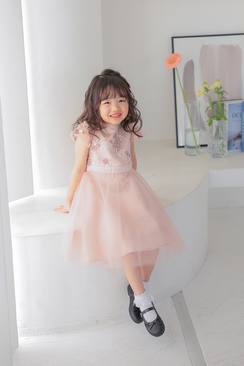 Kids フラワーエンブロイダリードレス 3歳｜結婚式のパーティードレス