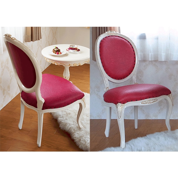 2脚セット oro bianco 椅子 ダイニングチェア PVCローズレッド