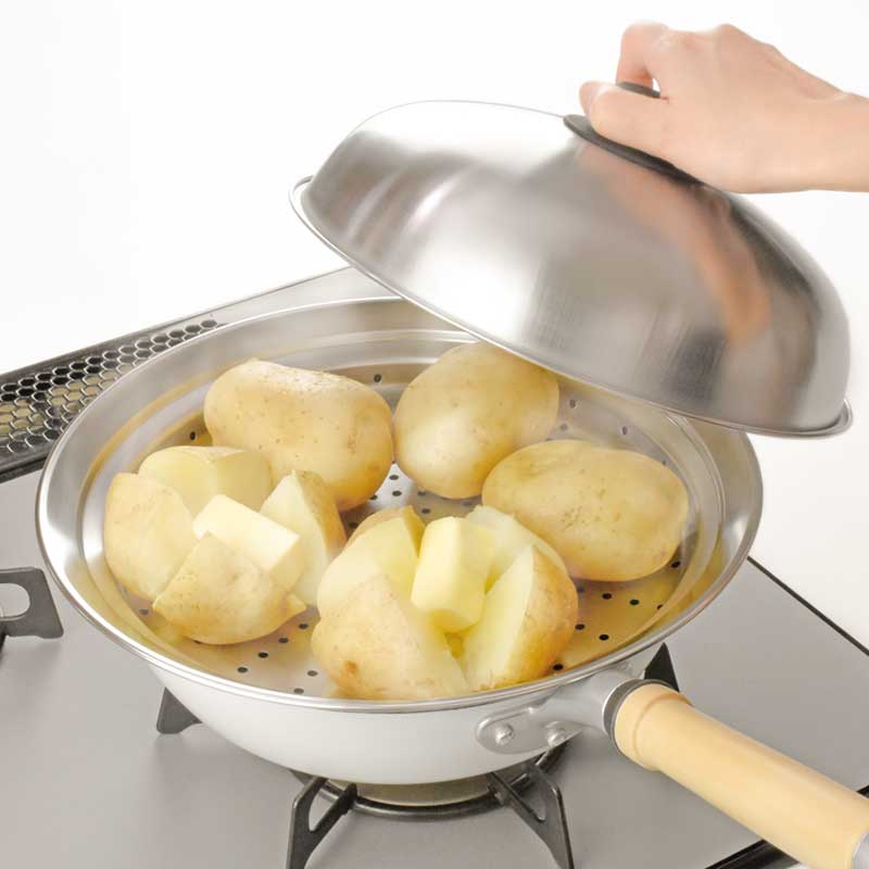彩食庵 フライパン用蓋付蒸し台（サイズ兼用24~26cm）ME-7195