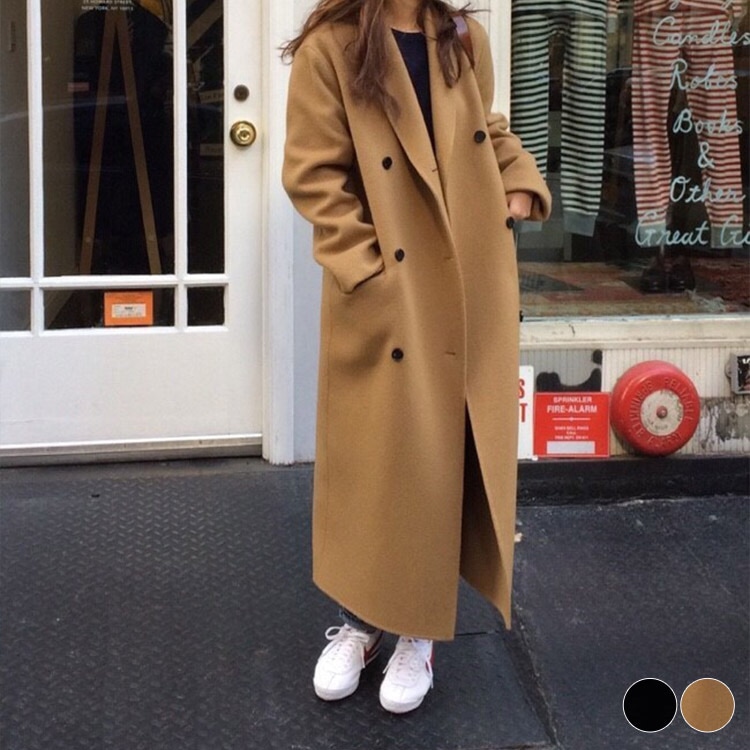 ダブルボタン ロング丈 チェスターコート | レディースファッション