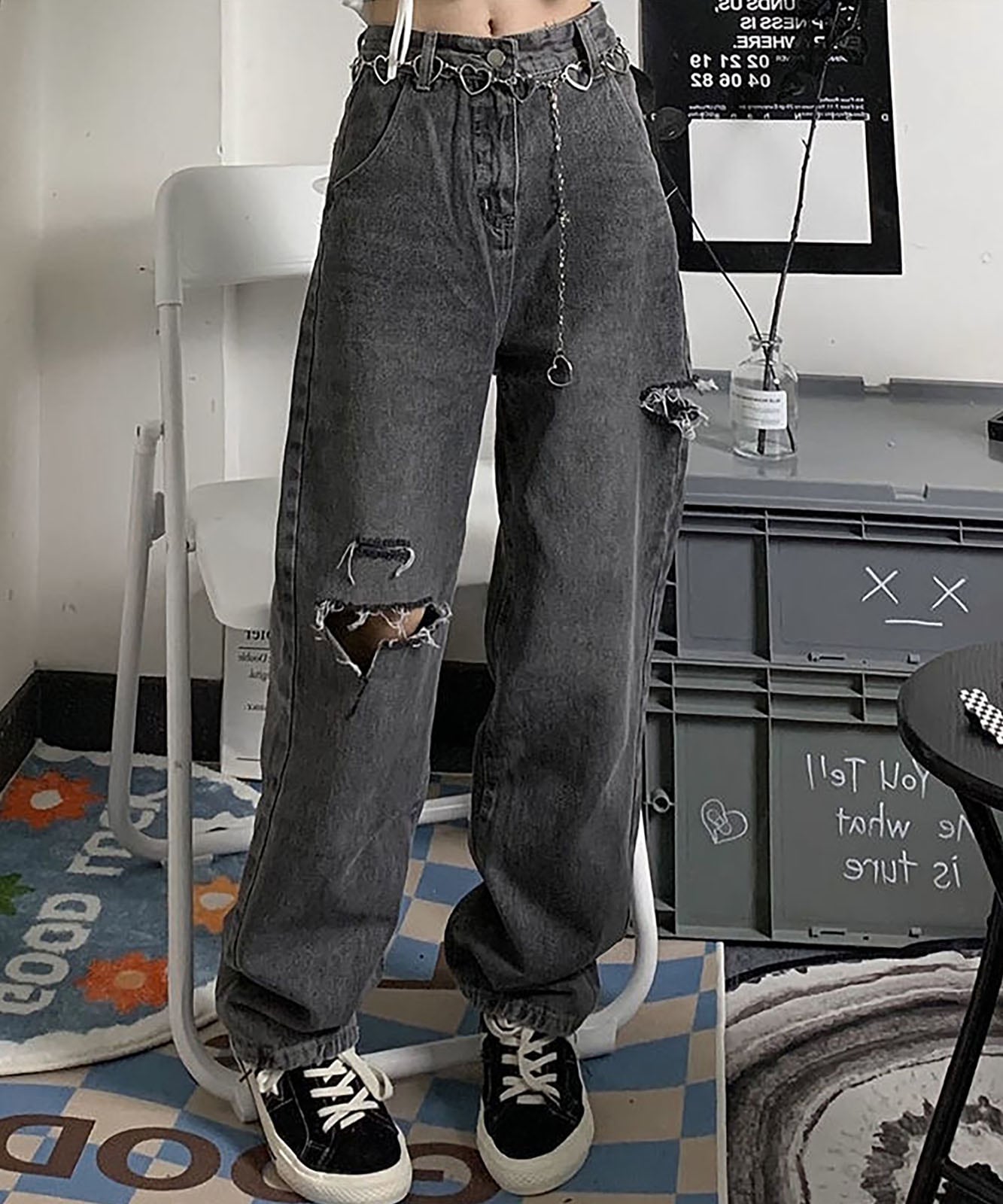 DEVICE select ダメージ デニムパンツ ウォッシュ ジーンズ レディース