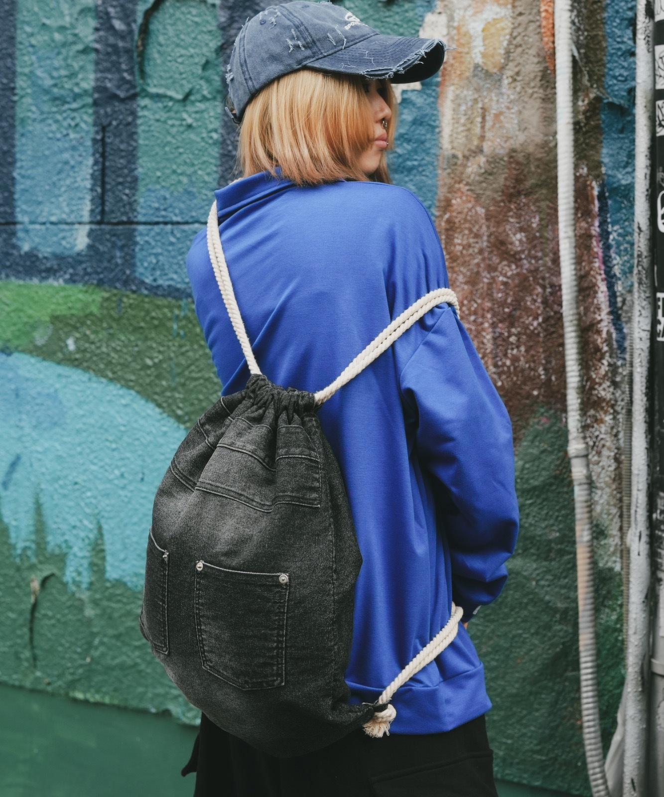 DEVICE 】 ウォッシュデニム ナップサック メンズ レディース ユニ