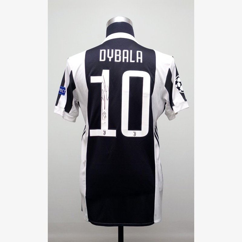 ディバラ直筆サイン入りユベントス17/18ホームユニフォーム (CLパッチ