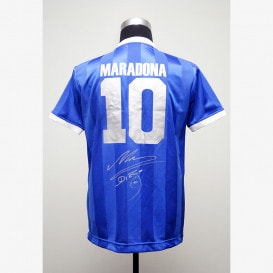 マラドーナ直筆サイン入りアルゼンチン代表1986復刻版ホーム