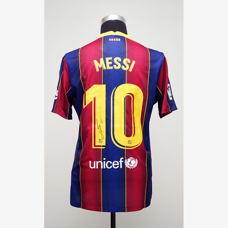 メッシ直筆サイン入りバルセロナ20/21ホームユニフォーム