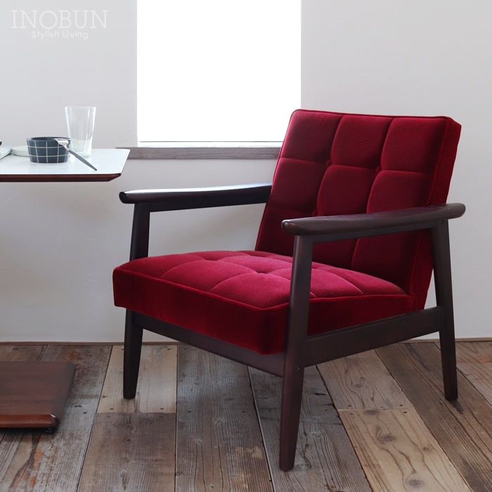 完売】 限定版 カリモク60 Kチェア 1シーター モケットレッド モカブラウン