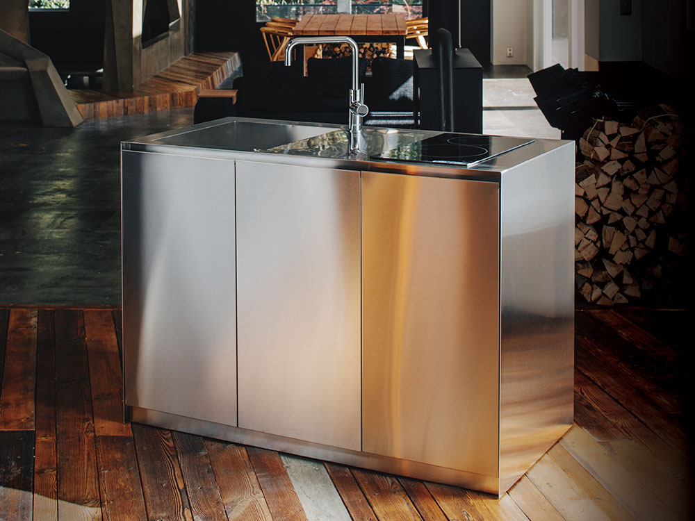 ステンレス製ミニキッチン コンパクトキッチン IHクッキングヒーター