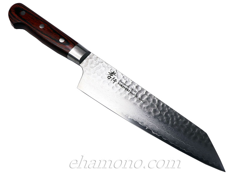 堺孝行 V金10号ダマスカス33層鎚目 剣型牛刀（切付牛刀）190
