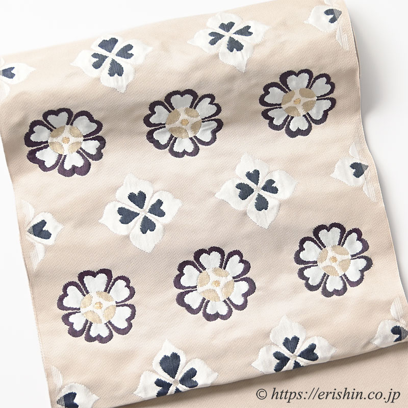 洛風林 九寸織名古屋帯（正倉院琵琶文/白茶色）洛風林『着物・呉服えり新』