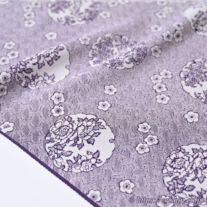 根橋秀治 文久小紋〔江戸小紋〕（雪輪に花景色/青みの紫紺色）竺仙