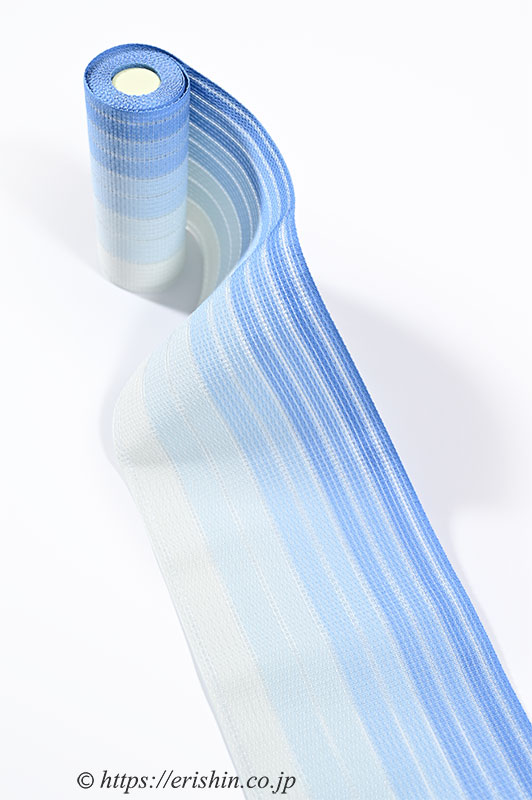 博多半幅帯（粗紗/総暈かし・露草色）西村織物『着物・呉服えり新』