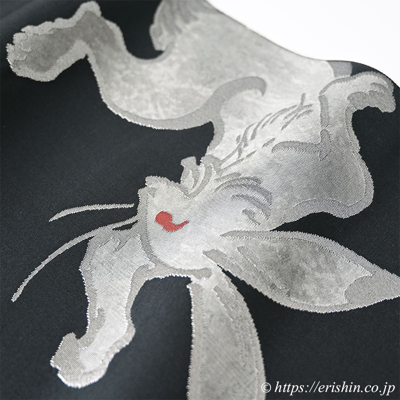 誉田屋源兵衛 九寸織名古屋帯（鳥獣戯画/兎の巻・黒緑色/誉座織） ※お