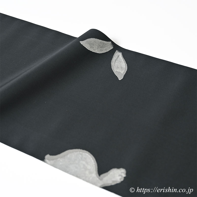 誉田屋源兵衛 九寸織名古屋帯（鳥獣戯画/兎の巻・黒緑色/誉座織） ※お