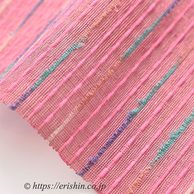誉田屋源兵衛 半幅帯（芭蕉段織/チェリーピンク・カラフルモヘア）誉田