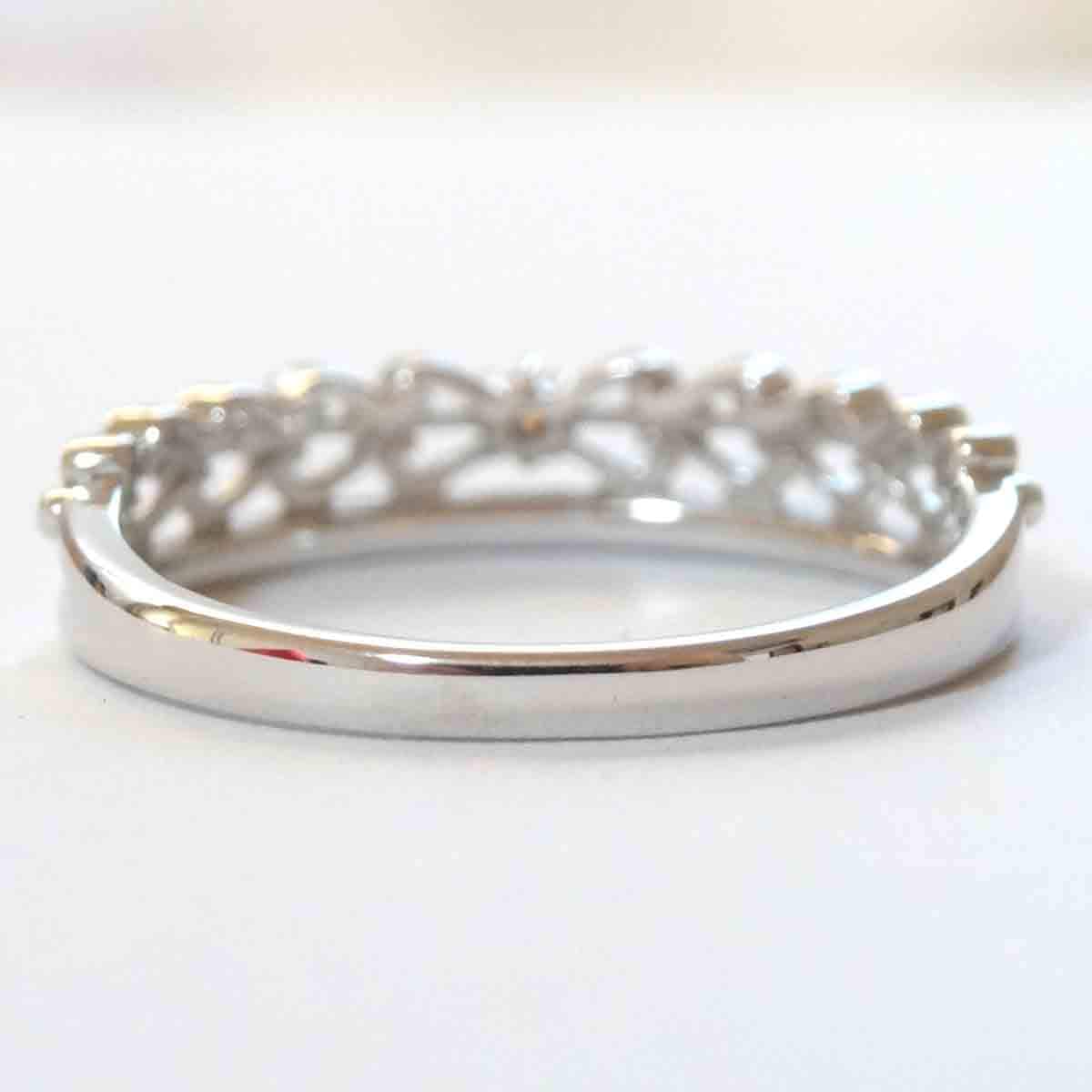 K18 ダイヤモンド リング リボン デザイン 0.1ct ホワイトゴールド WG