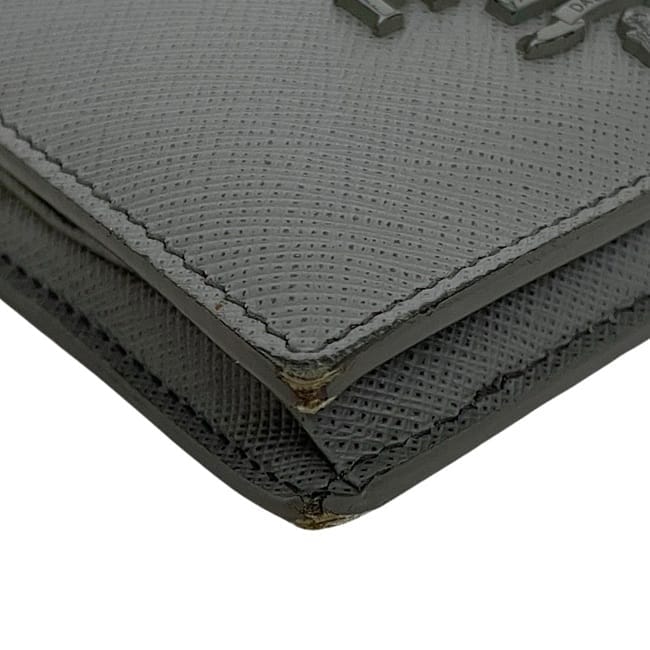 プラダ 二つ折り 財布 グレー 1MV204 美品 サフィアーノ レザー 中古