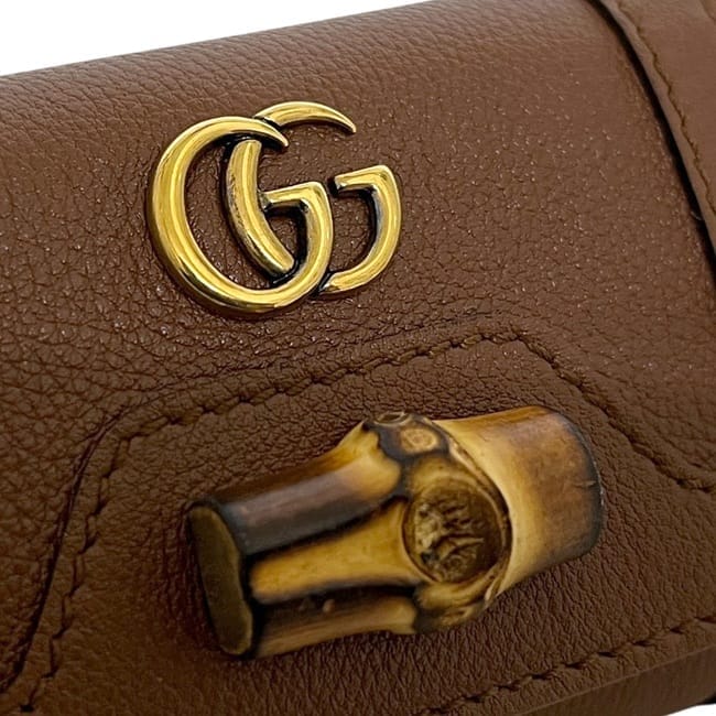 グッチ 6連 キーケース ブラウン バンブー ビー GGマーモント 658636