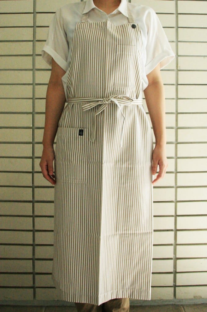 エル・トランスバル エプロン ヒッコリーストライプ L ベージュ