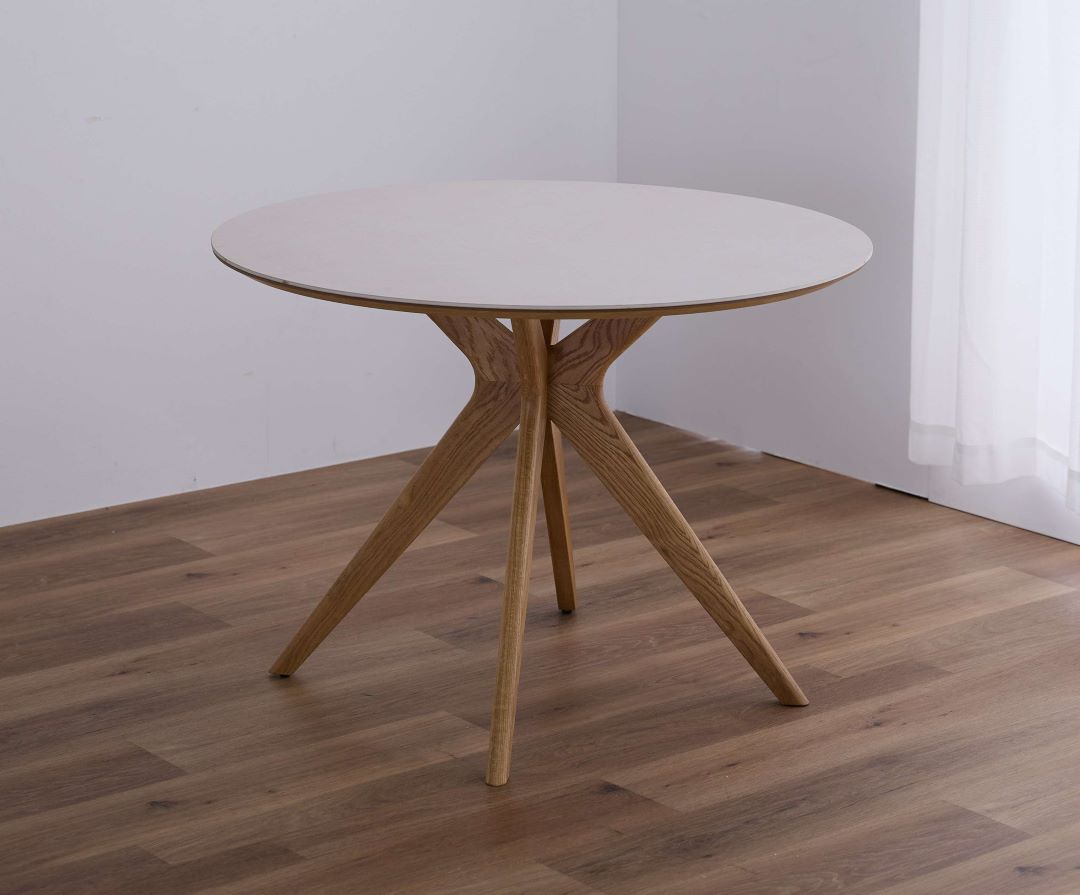 セラミック天板】円形ダイニングテーブル レジスト ホワイト天板