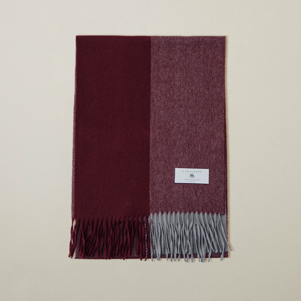 カシミヤ100％ ブロックパターンマフラー | Material,Cashmere | FUKAKINET