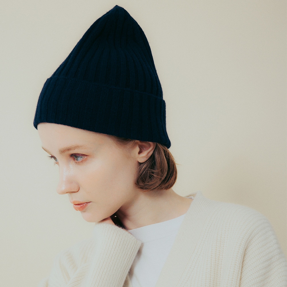 カシミヤ100％ リブニットキャップ | Material,Cashmere | FUKAKINET