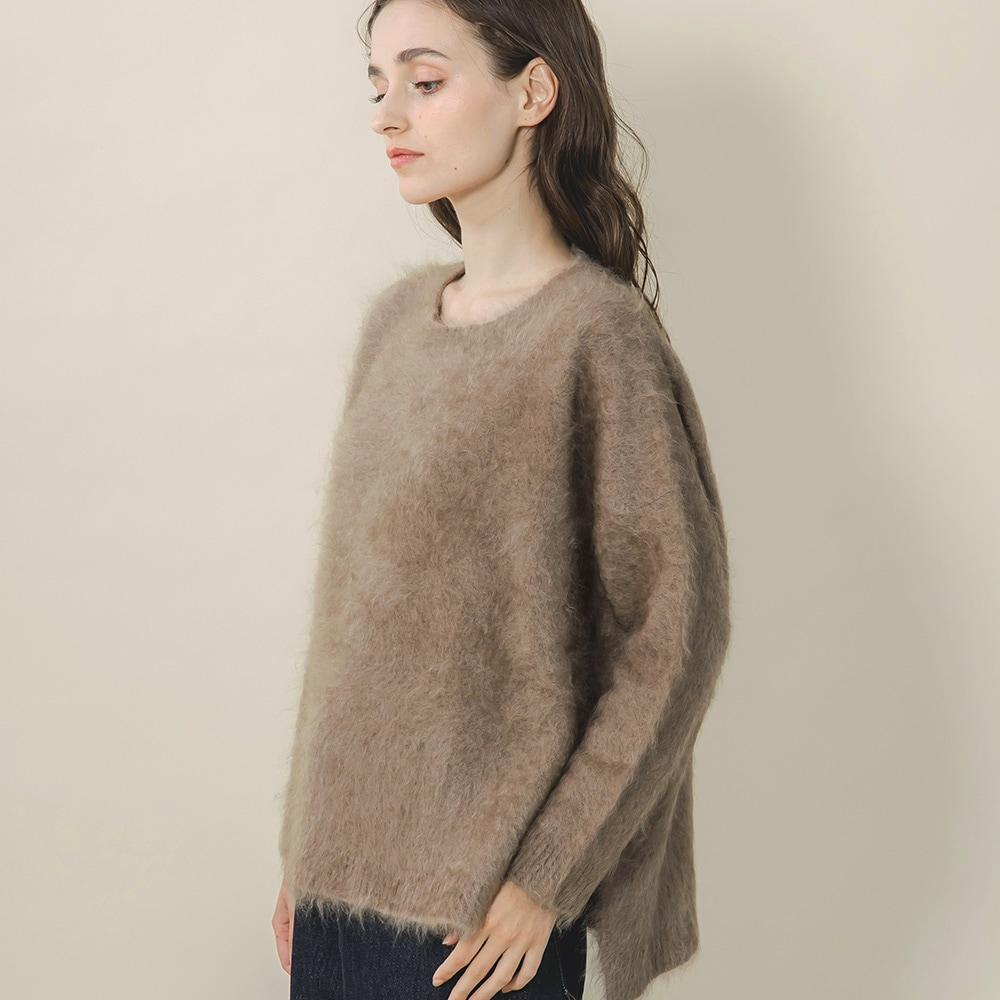 カシミヤ100％ ファー加工クルーネック | Item,Knit | FUKAKINET