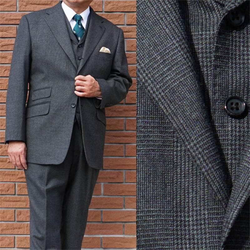 グレーグレンチェック3Pサイズ44ウエスト76cm又下77cmダブル幅3.5cm